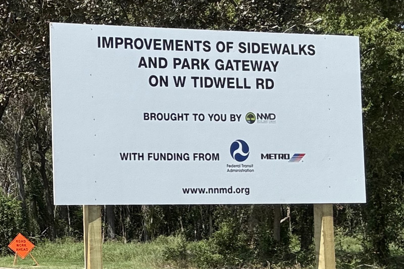 Project Sign WB - Improvements of Sidewalks and Park Gateway on W Tidwell Rd